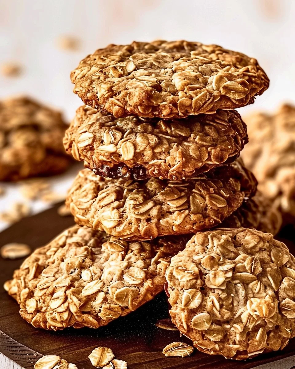 Delicious oatmeal protein cookies stacked on a plate