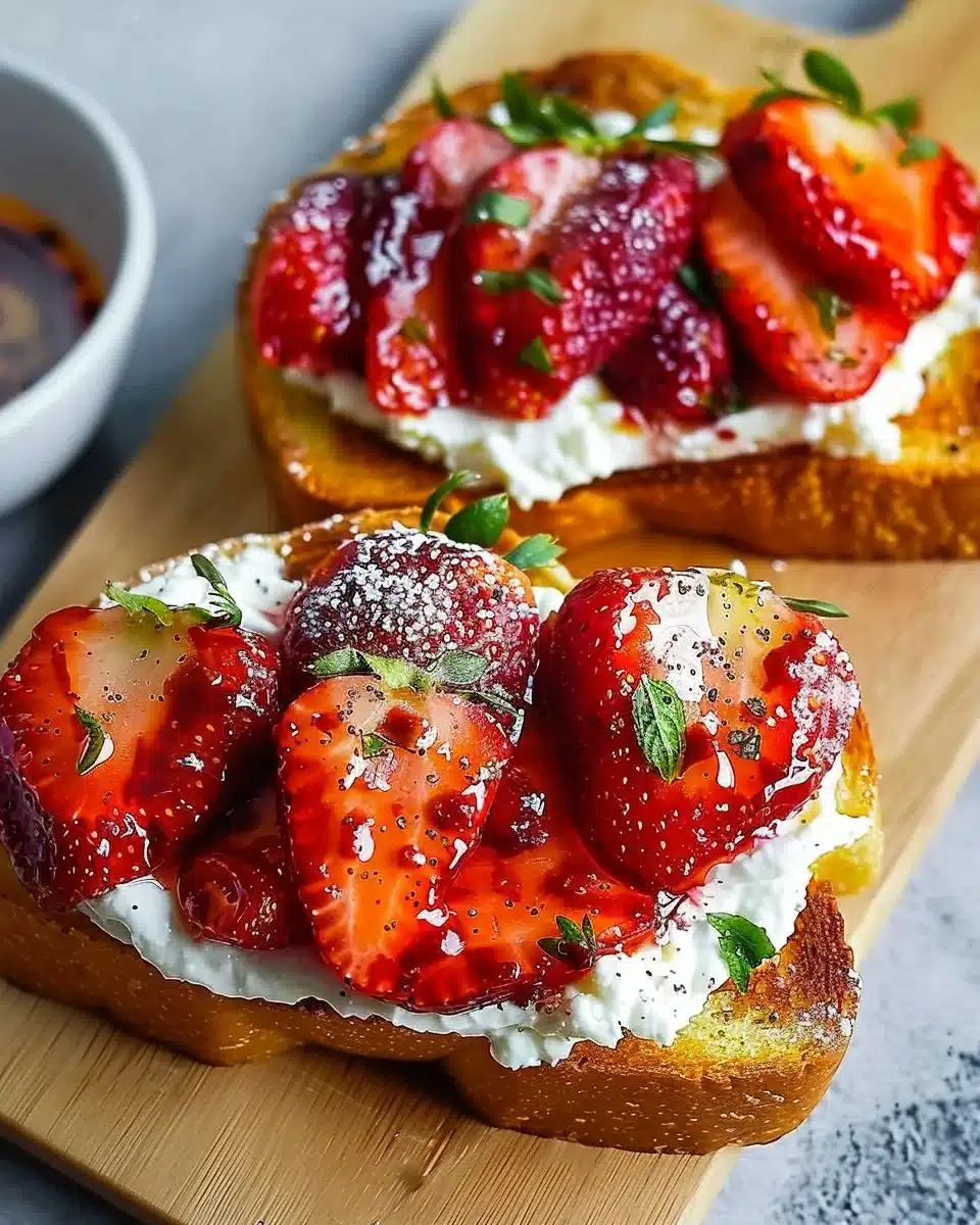 Roasted Strawberry Whipped Ricotta Toast