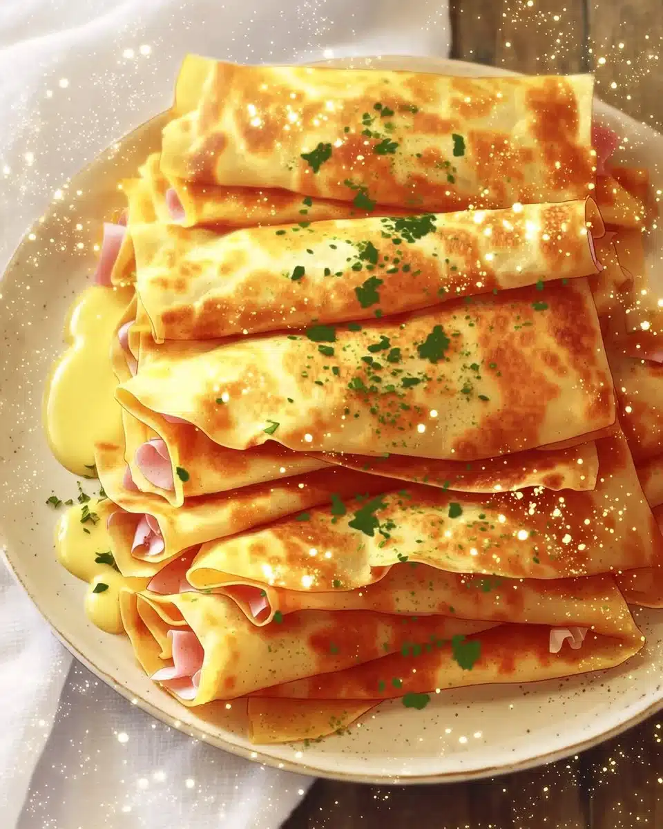 Savory breakfast crepes filled with eggs, cheese, and vegetables