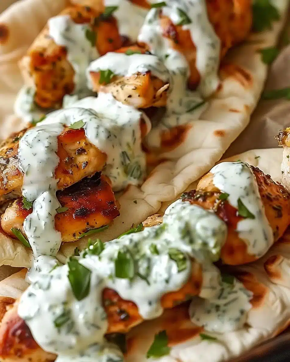 Sheet Pan Chicken Pitas with Herby Ranch served on a plate