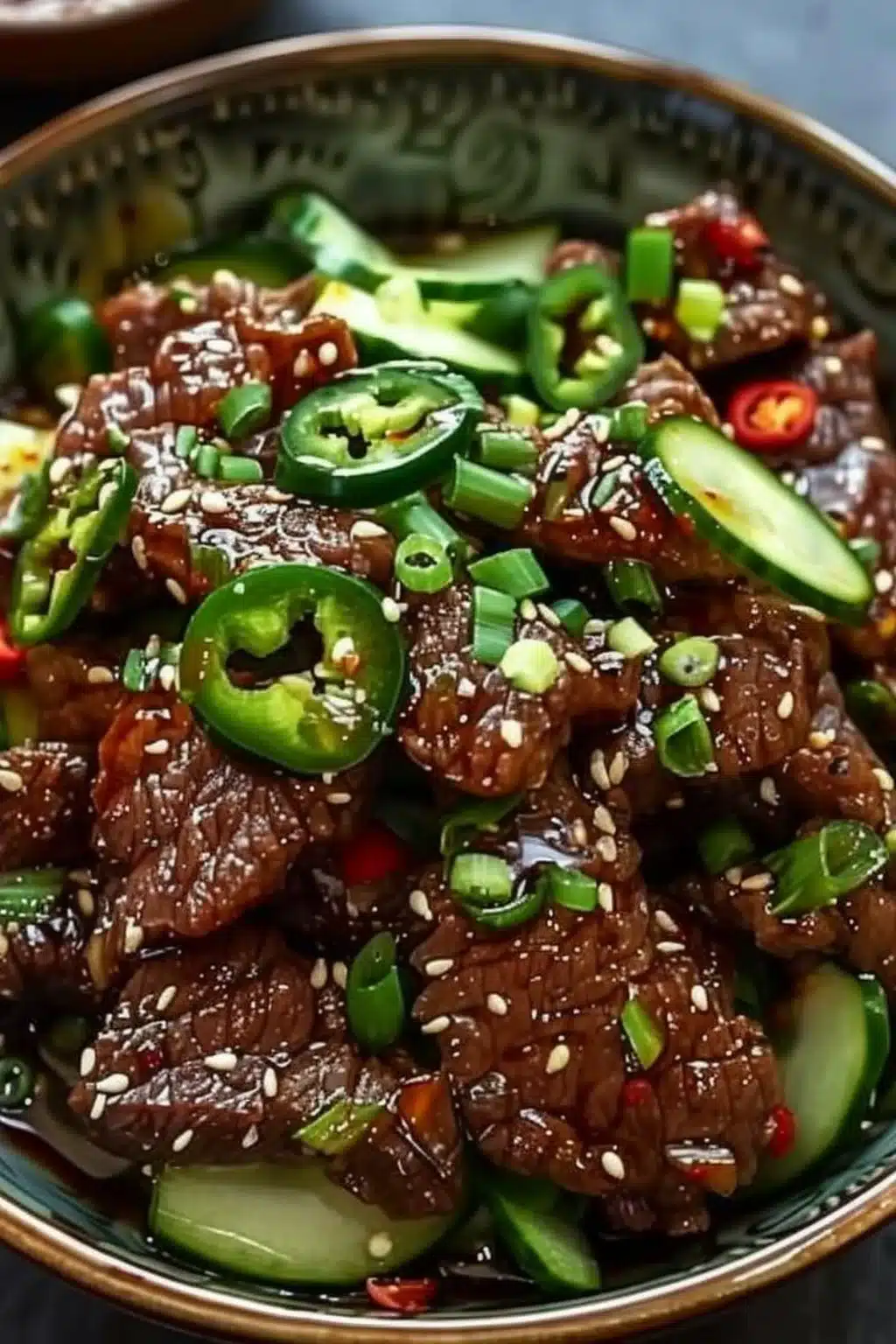 Spicy Keto Korean Beef with Cucumber Salad