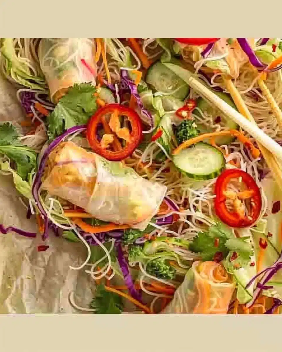 Colorful Spring Roll Salad with fresh vegetables and herbs