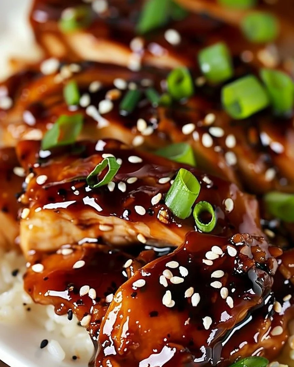 Delicious teriyaki chicken served with rice and vegetables.