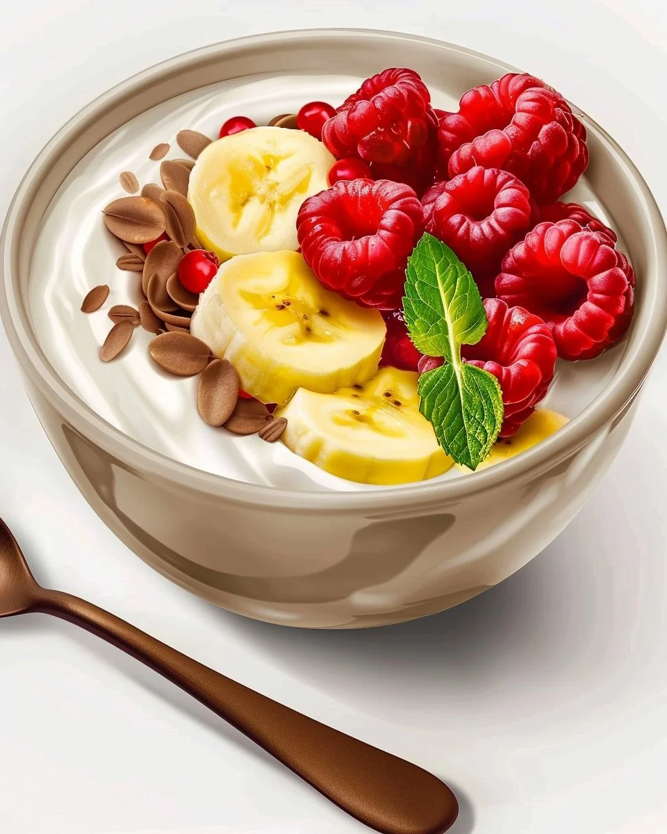 A colorful yogurt bowl topped with fresh fruits and granola for a healthy breakfast.