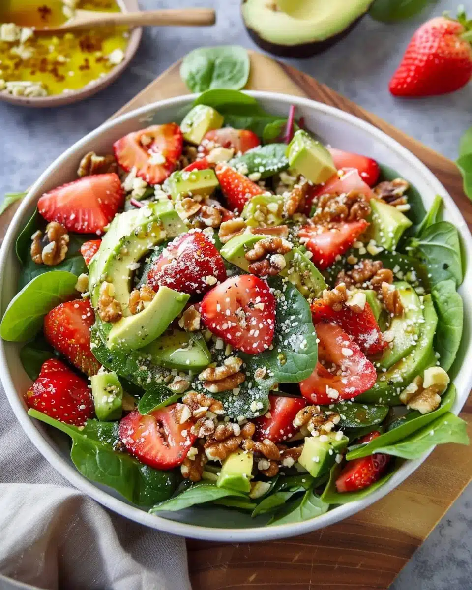 Avocado Strawberry Spinach Salad