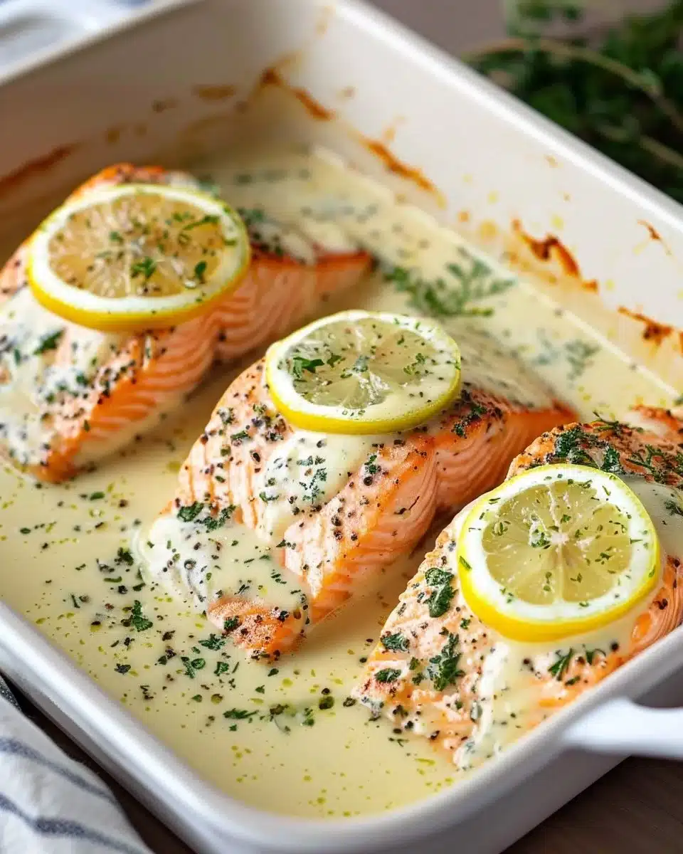 Baked Salmon with Lemon Butter Cream Sauce