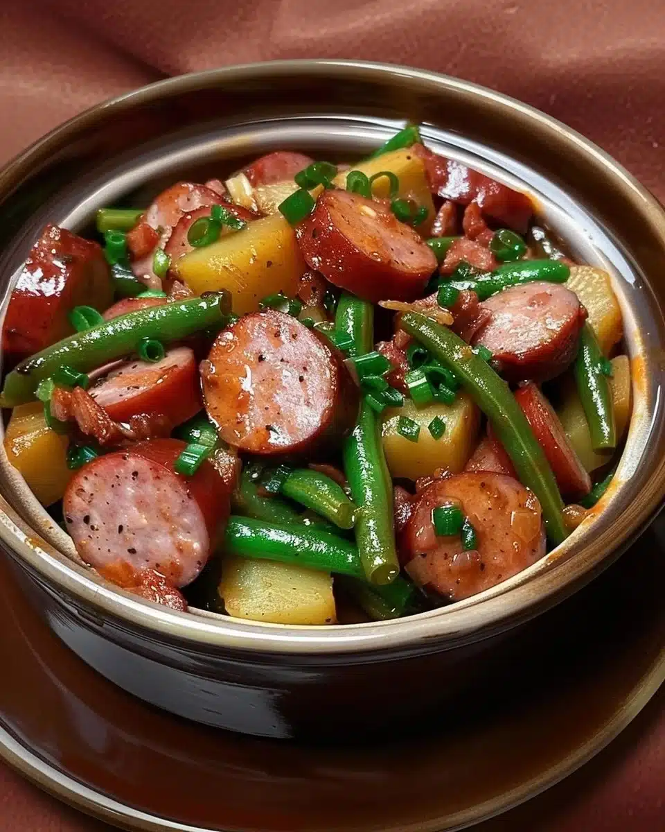 Crockpot Sausage and Green Beans