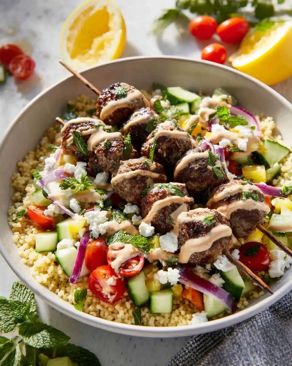 Mediterranean Salad Bowls with Lebanese Meatballs