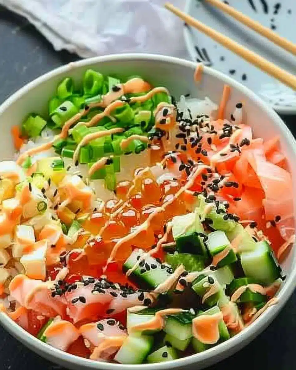 Colorful California Sushi Bowls made with fresh ingredients and sushi rice.