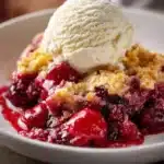Delicious homemade Cherry Dump Cake served in a dish