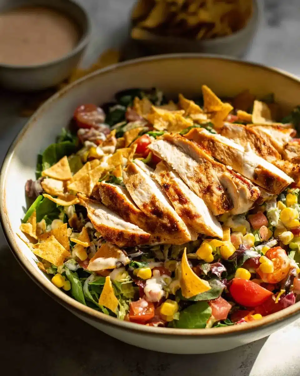 Homemade Chick Fil A Spicy Southwest Salad with colorful ingredients
