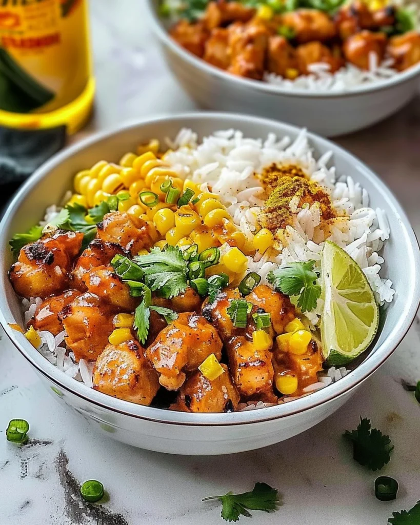 Delicious Chicken Street Corn Bowls with grilled chicken and vibrant toppings