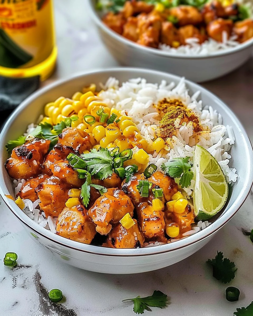 Delicious Chicken Street Corn Bowls with grilled chicken and vibrant toppings