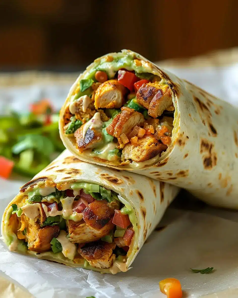 Delicious Chipotle Ranch Grilled Chicken Burrito, featuring juicy chicken and rich flavors.