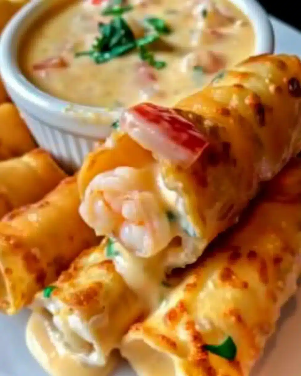 Crab shrimp queso bites appetizer served on a plate