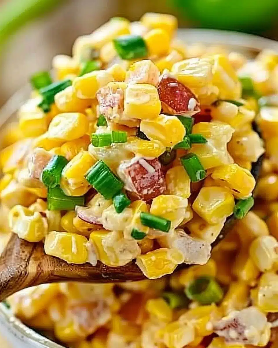 Bowl of delicious Crack Corn Salad with ingredients displayed