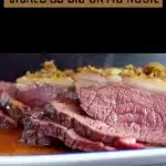 Crispy slow cooker corned beef served with vegetables on a plate