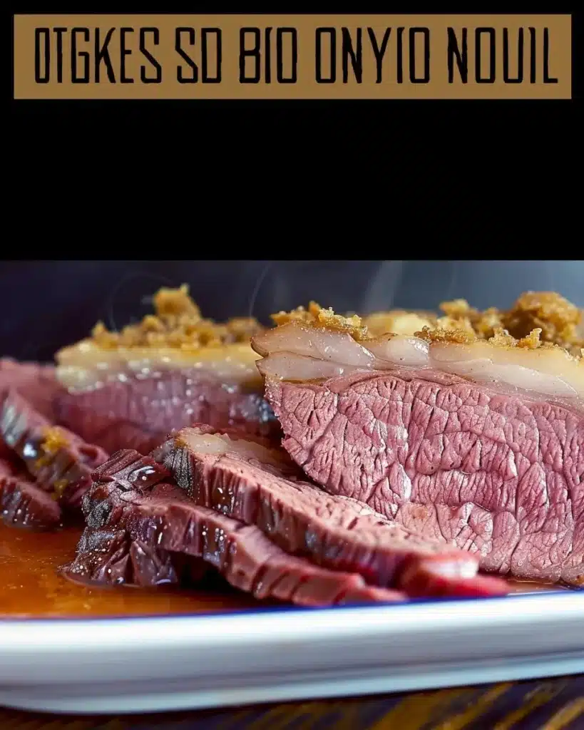 Crispy slow cooker corned beef served with vegetables on a plate