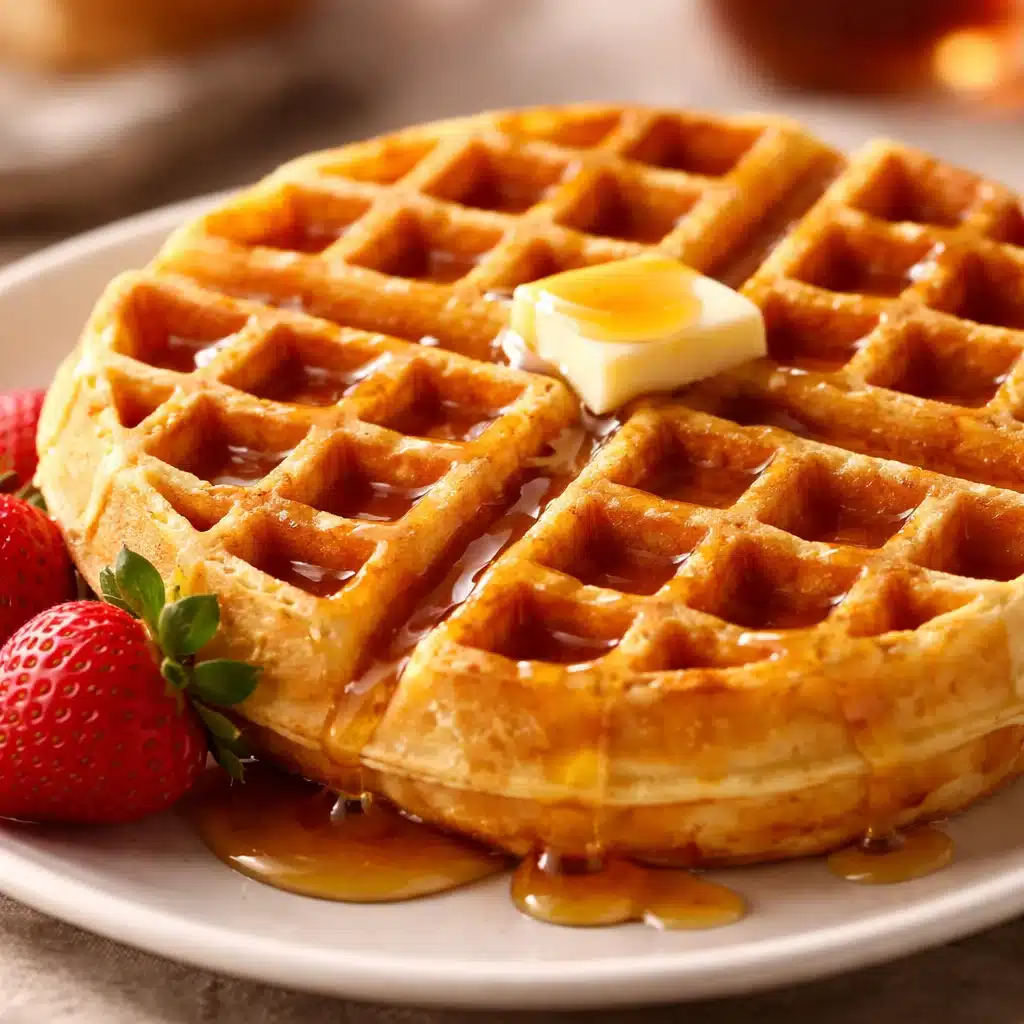 Belgian waffles made from Belgische Waffle Teig topped with fresh berries.