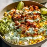 Easy Street Corn Chicken Rice Bowl with corn, chicken, and rice in a bowl