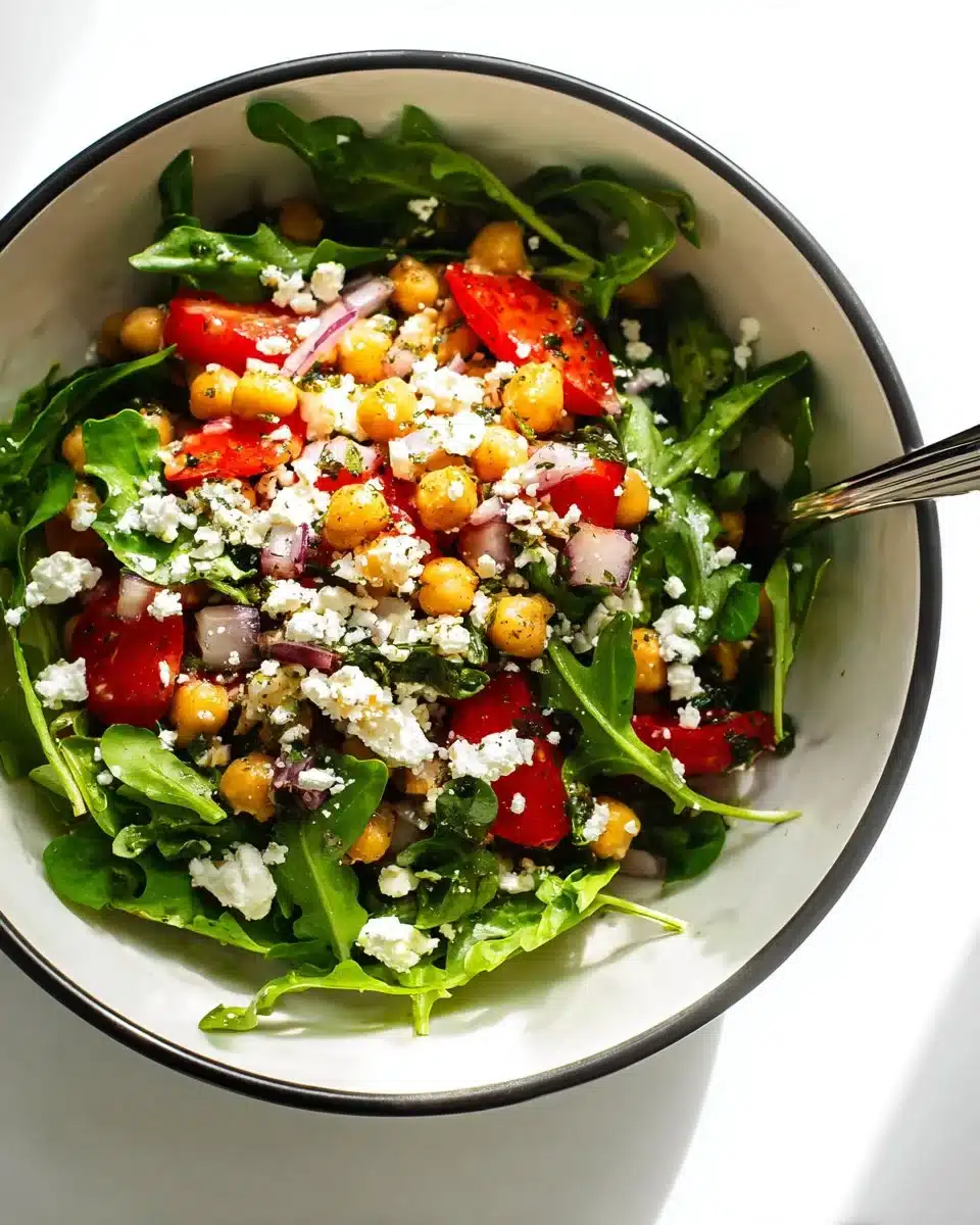 Colorful Everyday Mediterranean Salad with fresh vegetables and feta cheese
