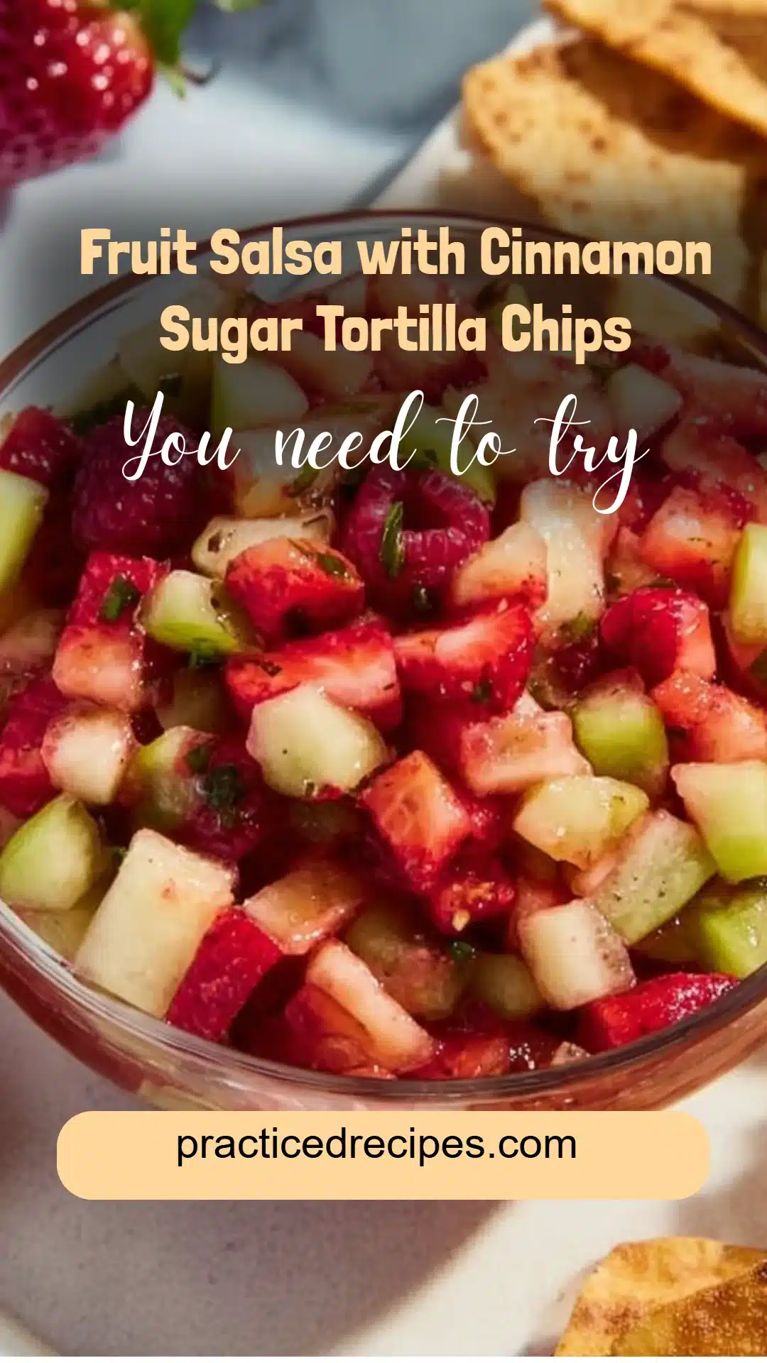 Fruit Salsa with Cinnamon Sugar Tortilla Chips