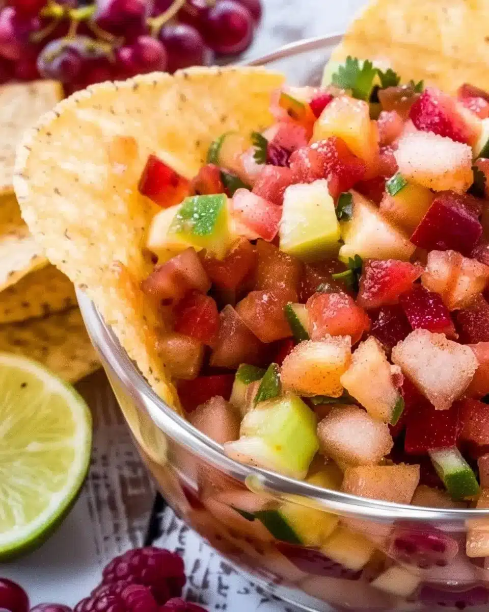 Fruit Salsa with Cinnamon Sugar Tortilla Chips