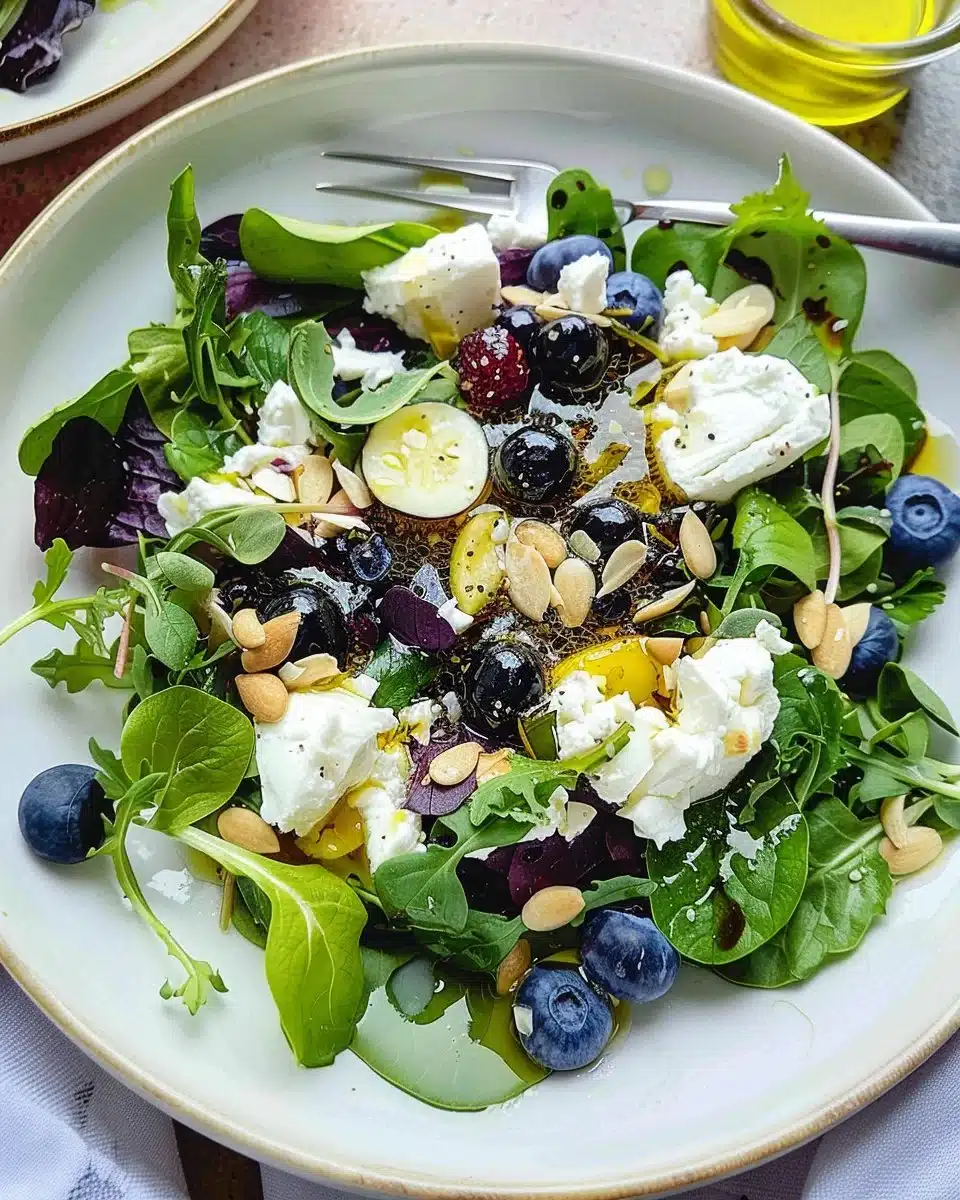 Goat Cheese Salad with Blueberries & Spring Mix