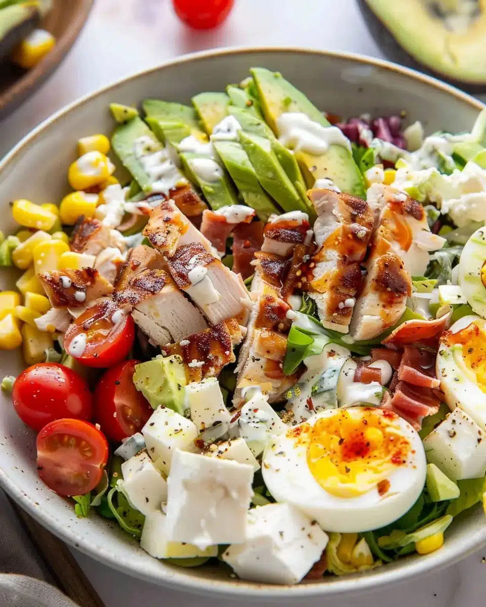 Healthy Chicken Cobb With Avocado Salad