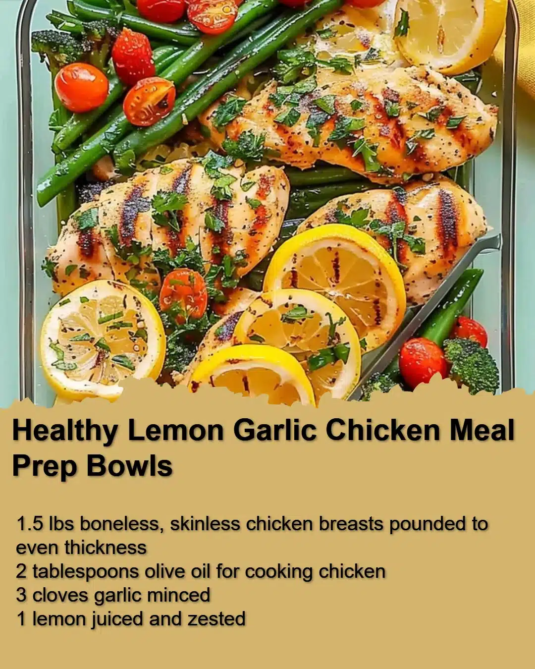 Healthy Lemon Garlic Chicken Meal Prep Bowls