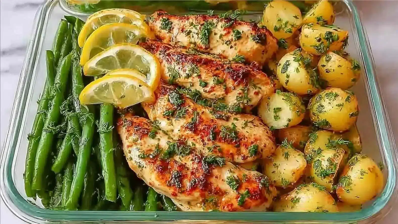 Healthy Lemon Garlic Chicken Meal Prep Bowls