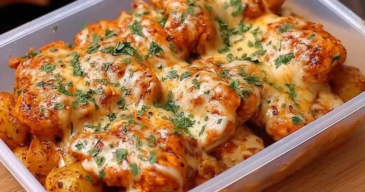 High Protein Creamy Garlic Cheesy Chicken and Potatoes