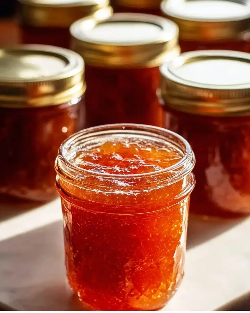 Homemade nectarine jam in a jar with fresh nectarines