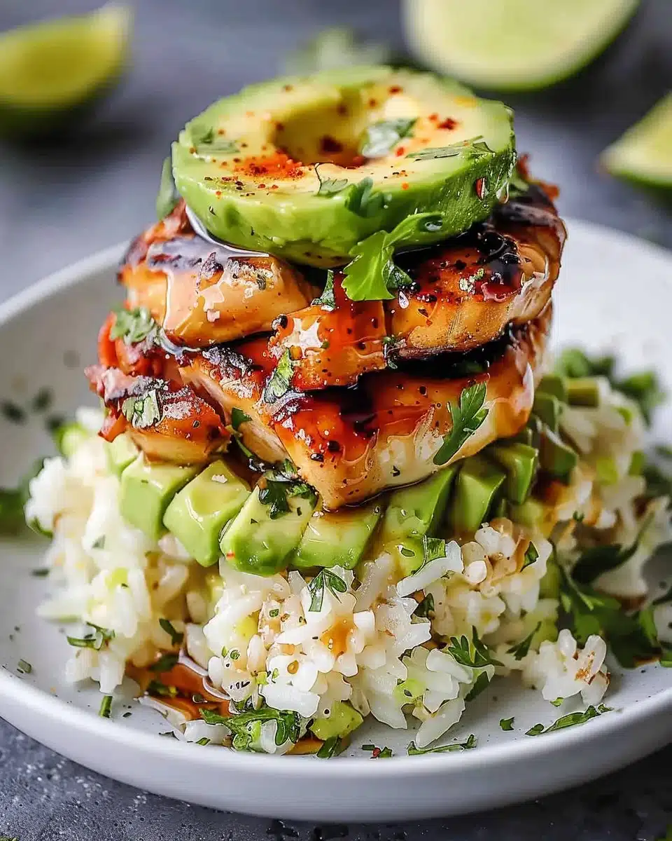 Honey Lime Chicken & Avocado Rice Stack for Easy Meal Prep
