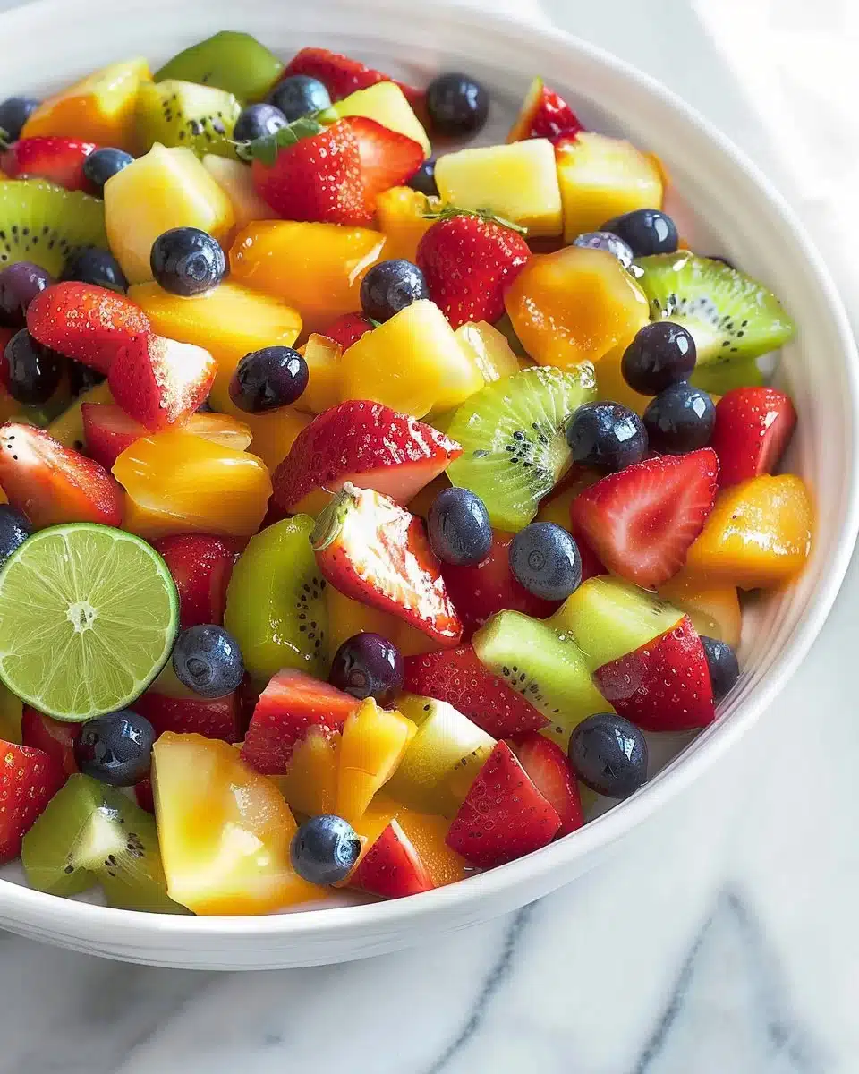 Honey Lime Rainbow Fruit Salad