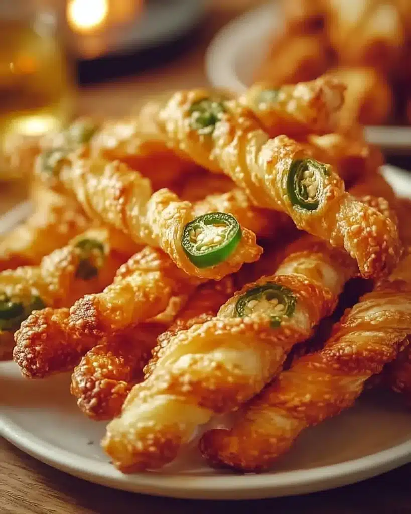 Irresistibly spicy jalapeno popper twists served as a delicious appetizer.