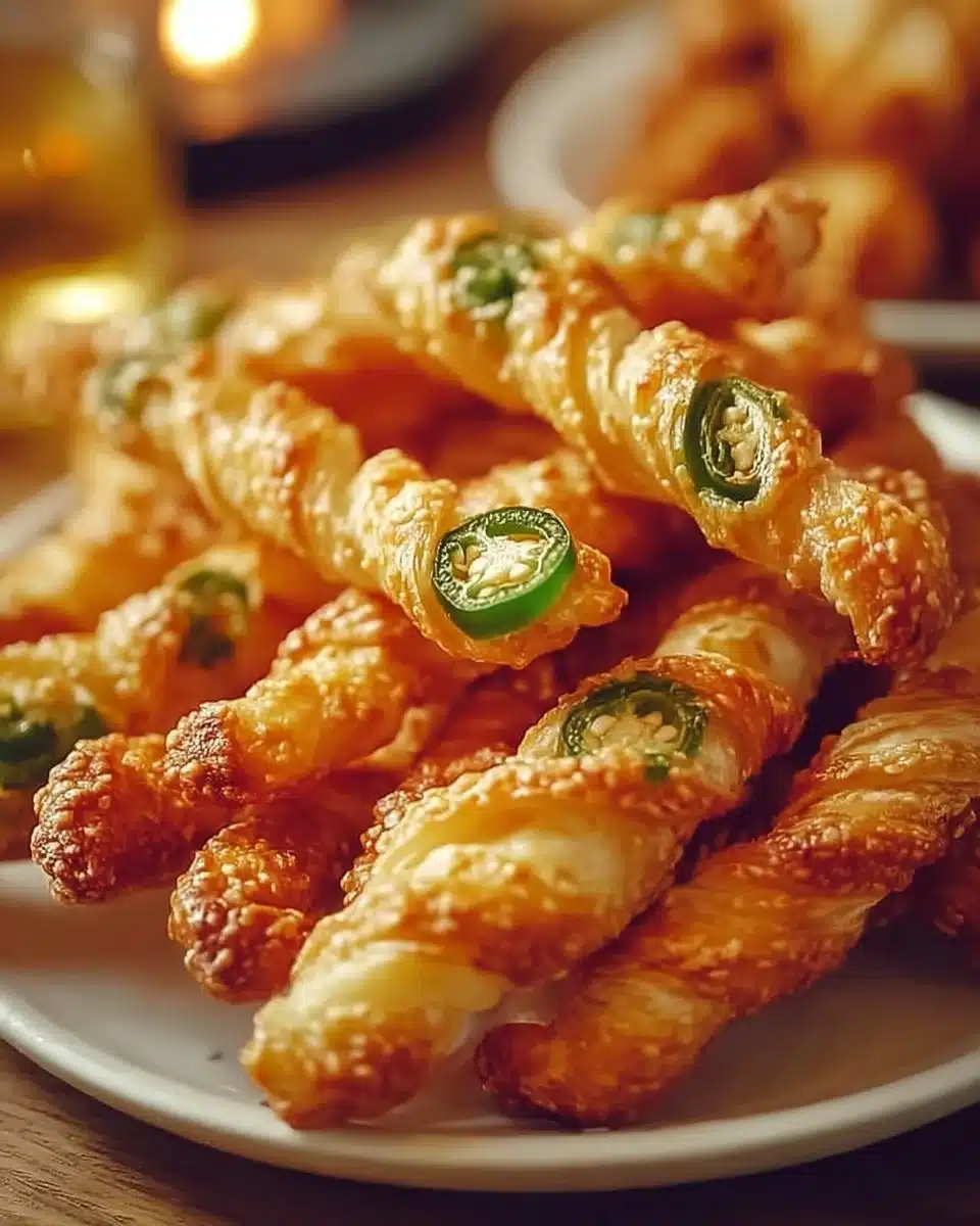 Irresistibly spicy jalapeno popper twists served as a delicious appetizer.