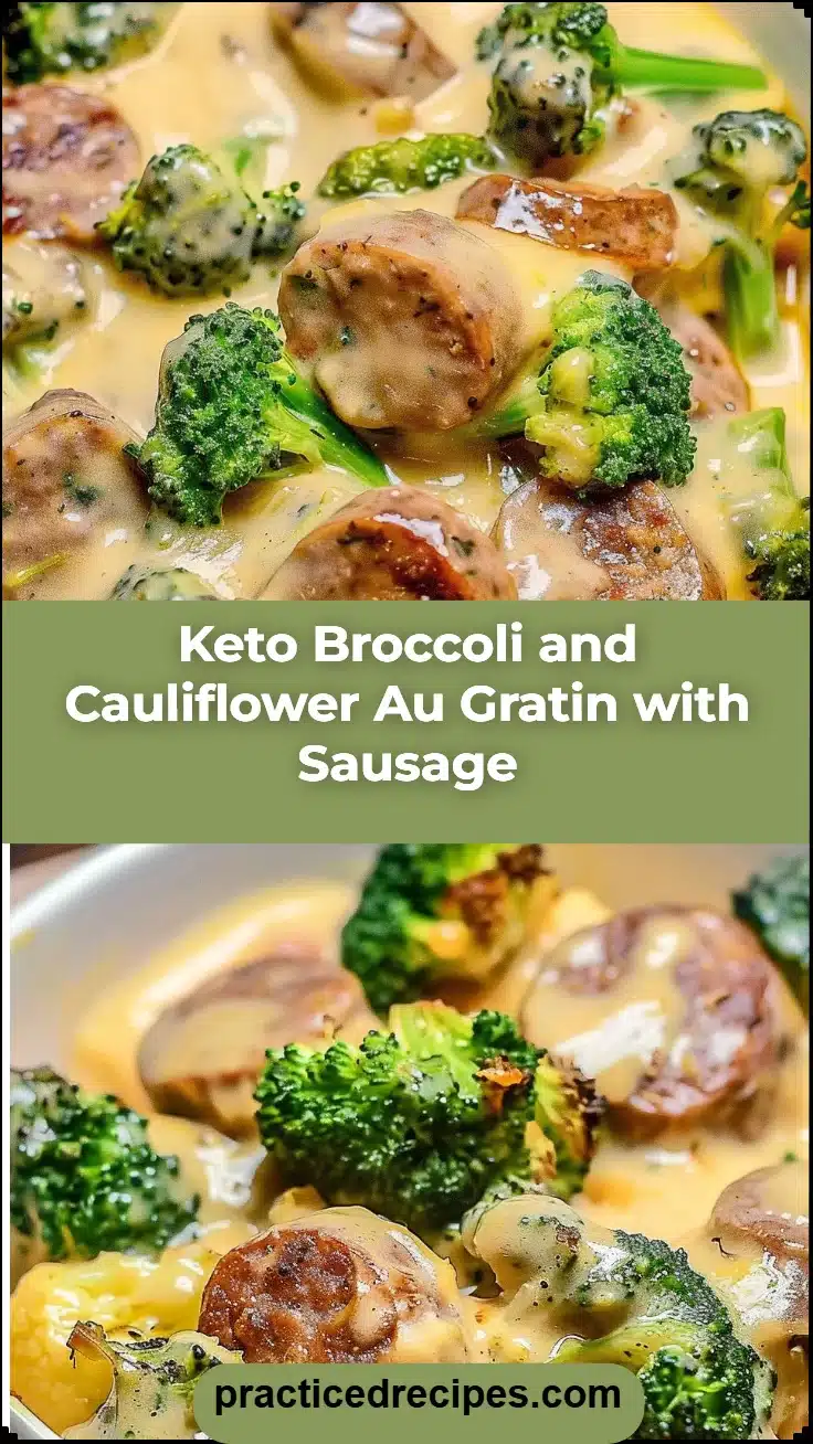 Keto Broccoli and Cauliflower Au Gratin with Sausage