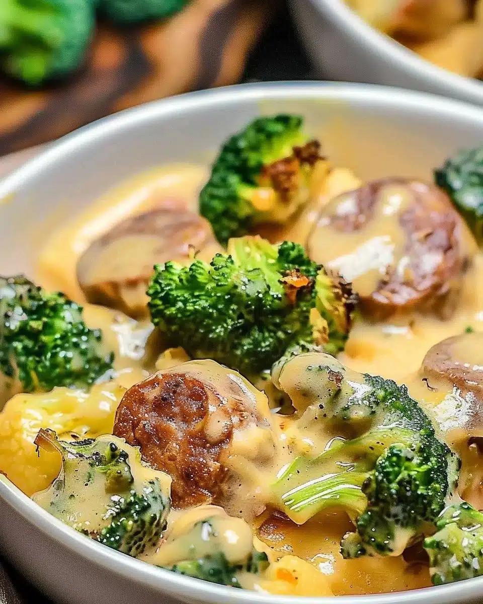 Keto Broccoli and Cauliflower Au Gratin With Sausage Delight