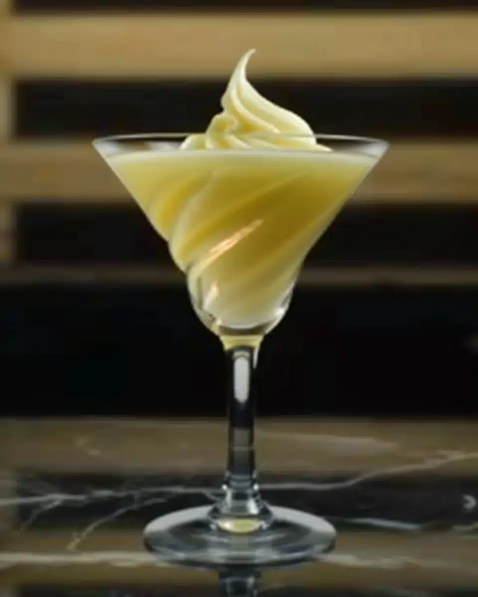 A refreshing Limoncello Dream Martini garnished with a lemon twist.