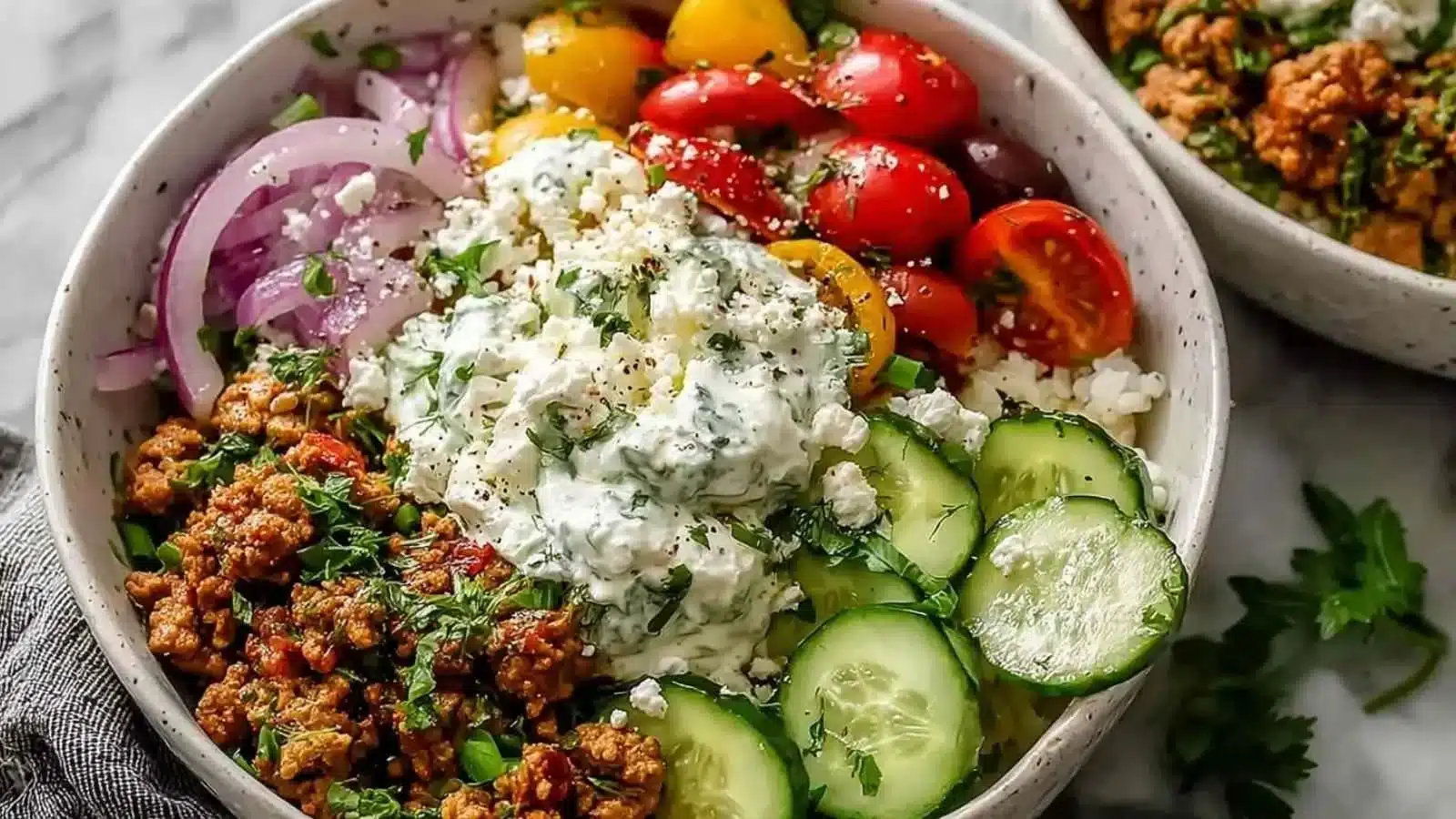 Mediterranean Ground Turkey Bowls