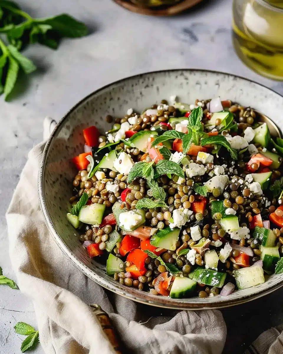 Mediterranean Lentil Salad with Feta and Mint