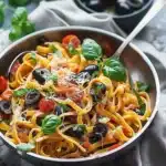 Mediterranean One-Pot Pasta with fresh vegetables and herbs