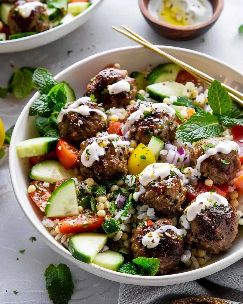 Mediterranean Salad Bowls with Lebanese Meatballs