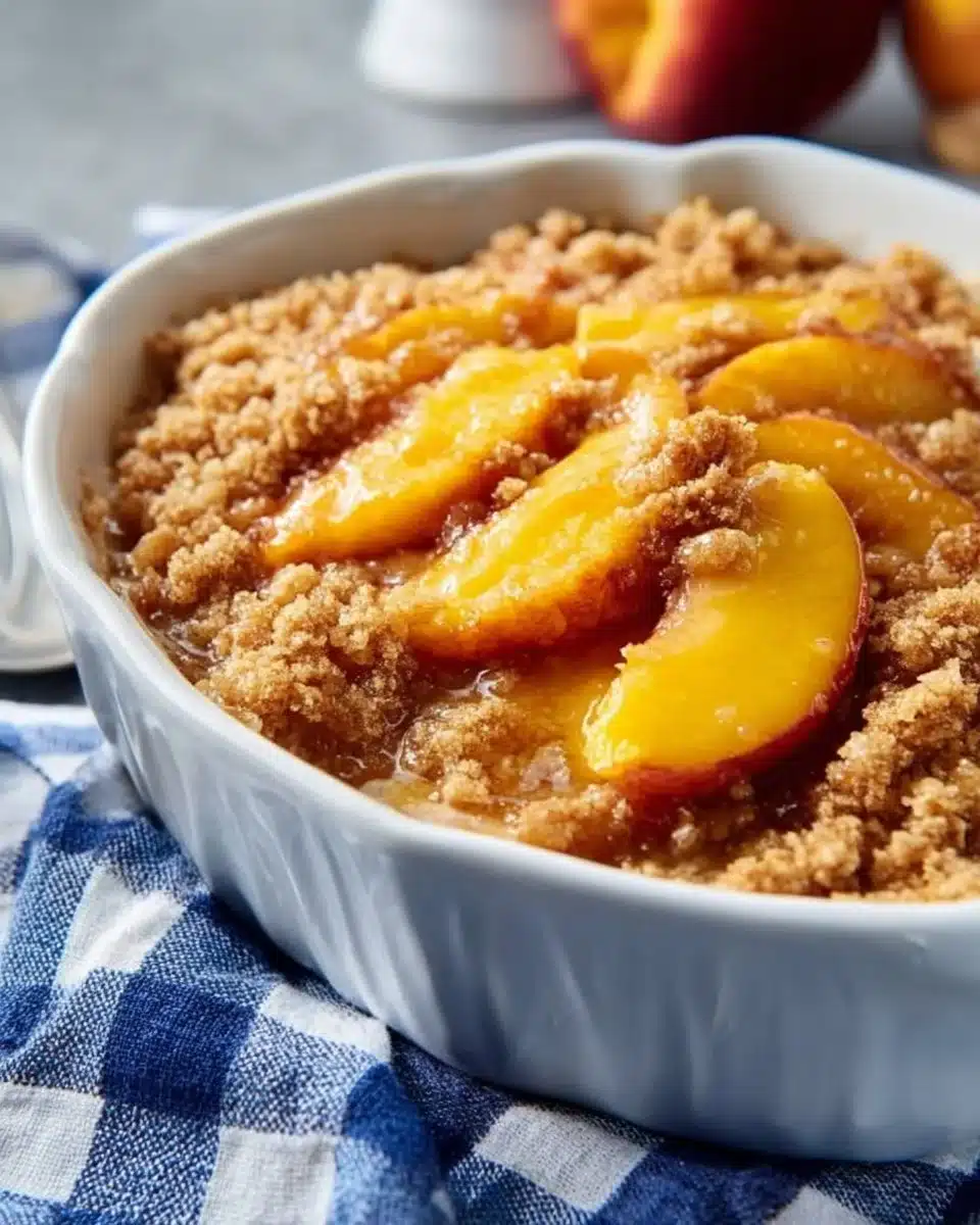 Delicious Nectarine Brown Sugar Crisp dessert with a crumbly topping