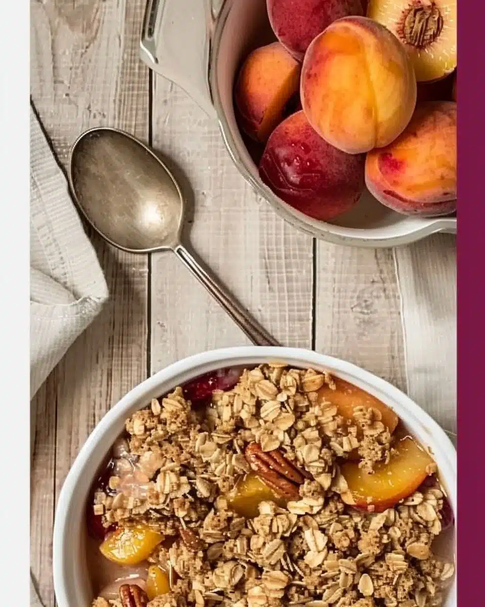 Nectarine Crisp with Cinnamon Oat Pecan Streusel