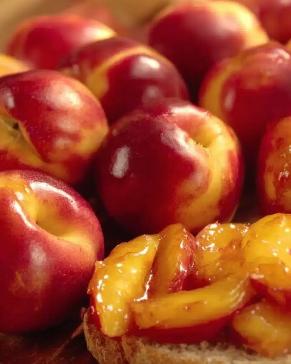 Jar of homemade nectarine spice butter with fresh nectarines