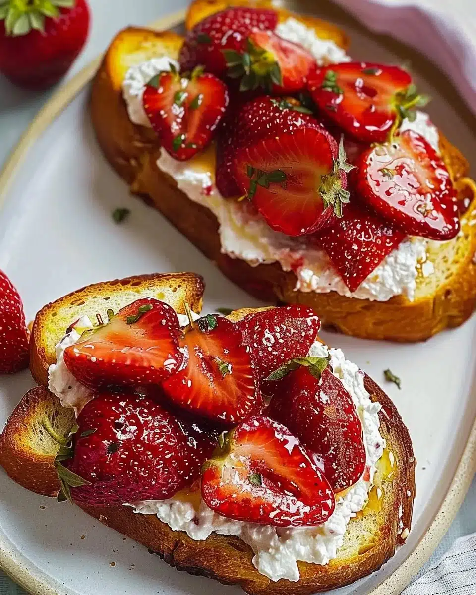 Roasted Strawberry Whipped Ricotta Toast