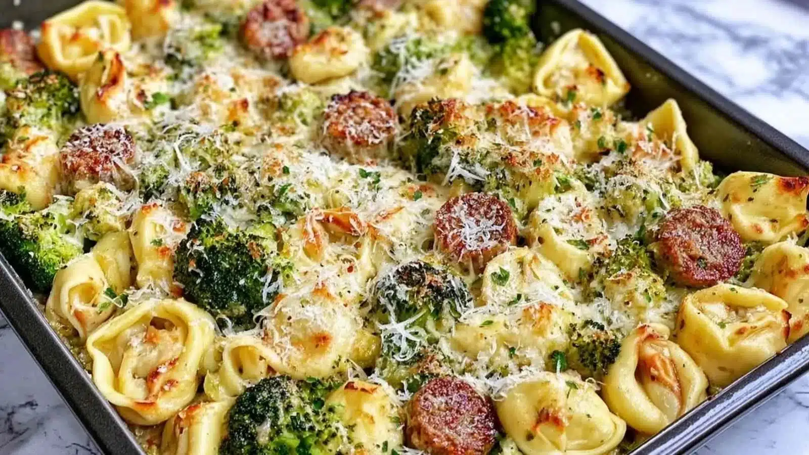 Sheet Pan Broccoli Tortellini Bake