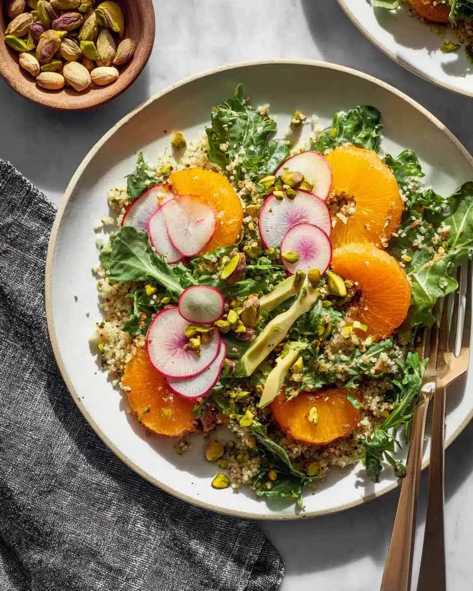 Spicy Radish Summer Quinoa Salad with colorful veggies and herbs